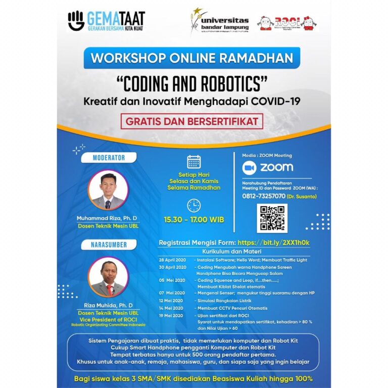 900an Peserta Semangat Ikuti Workshop Online Coding dan Robot UBL