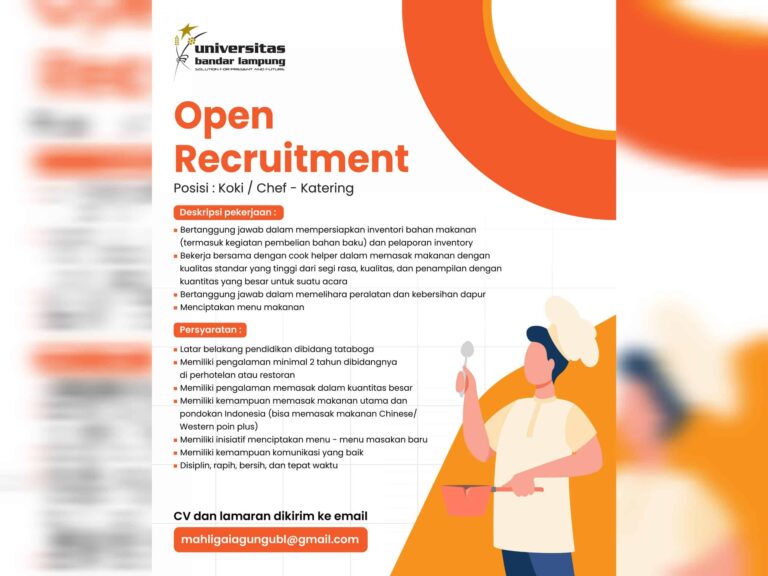Open Recruitment Koki / Chef Katering