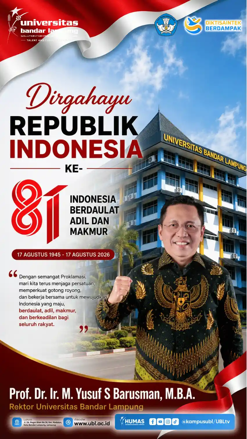 Dirgahayu Republik Indonesia ke-81 Universitas Bandar Lampung bersama Rektor UBL