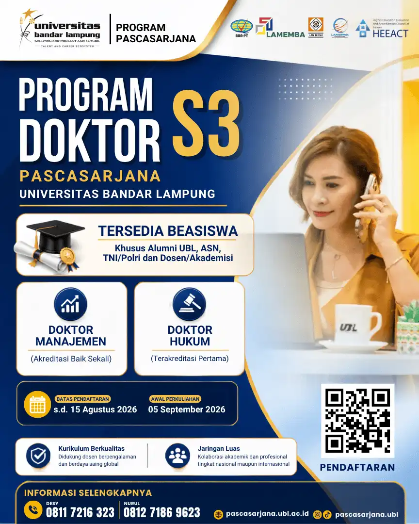 Flyer S3 UBL Program Doktor Universitas Bandar Lampung